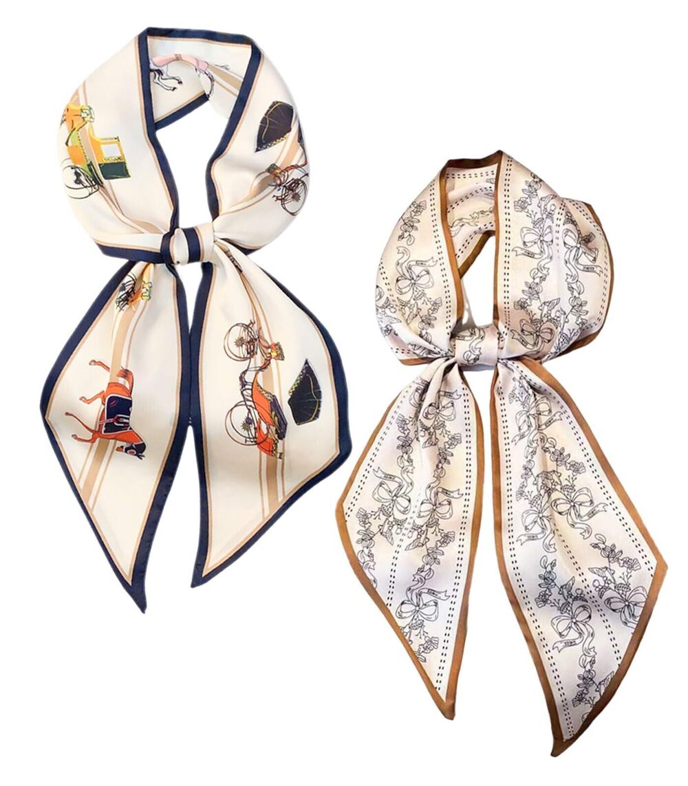 9702 Head Scarf Hair Neck Scarves Girl Purse Bag Scarfs For Handbags Silky
